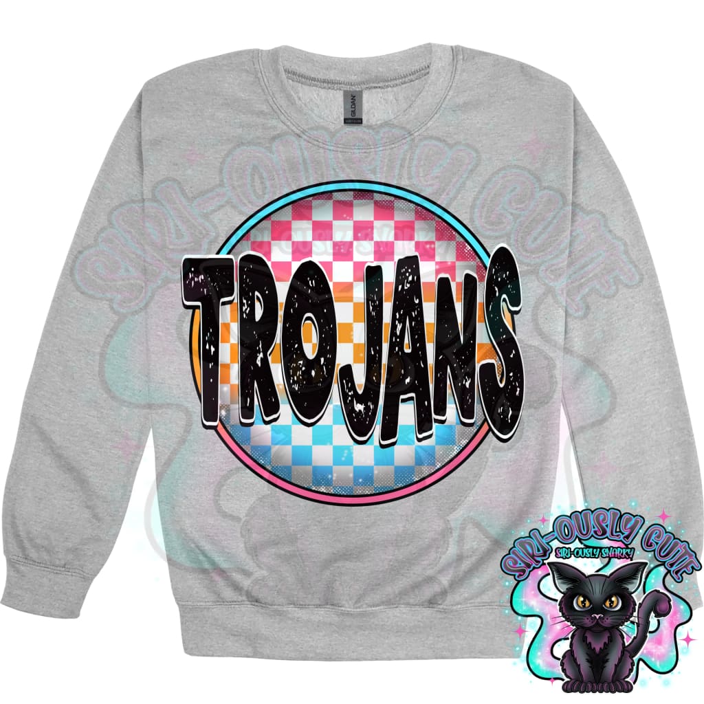 Neon Checker Circle Mascot Trojans Mascot