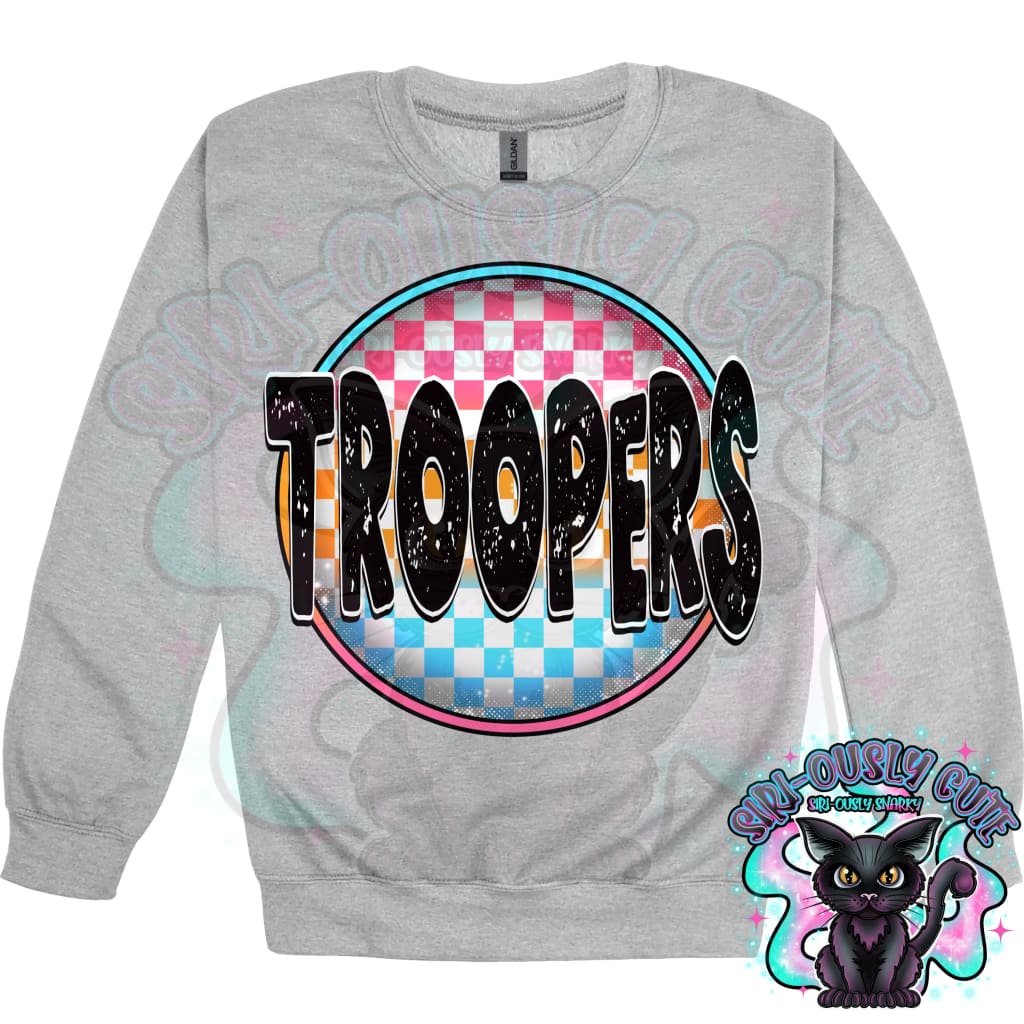Neon Checker Circle Mascot Troopers Mascot