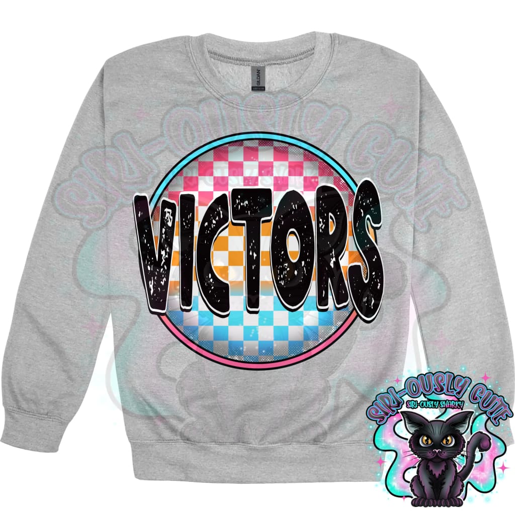 Neon Checker Circle Mascot Victors Mascot