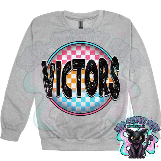 Neon Checker Circle Mascot Victors Mascot