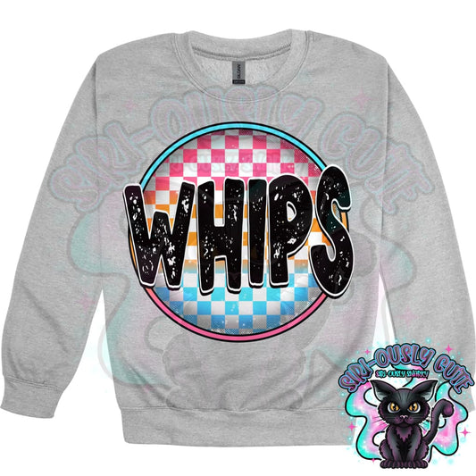 Neon Checker Circle Mascot Whips Mascot