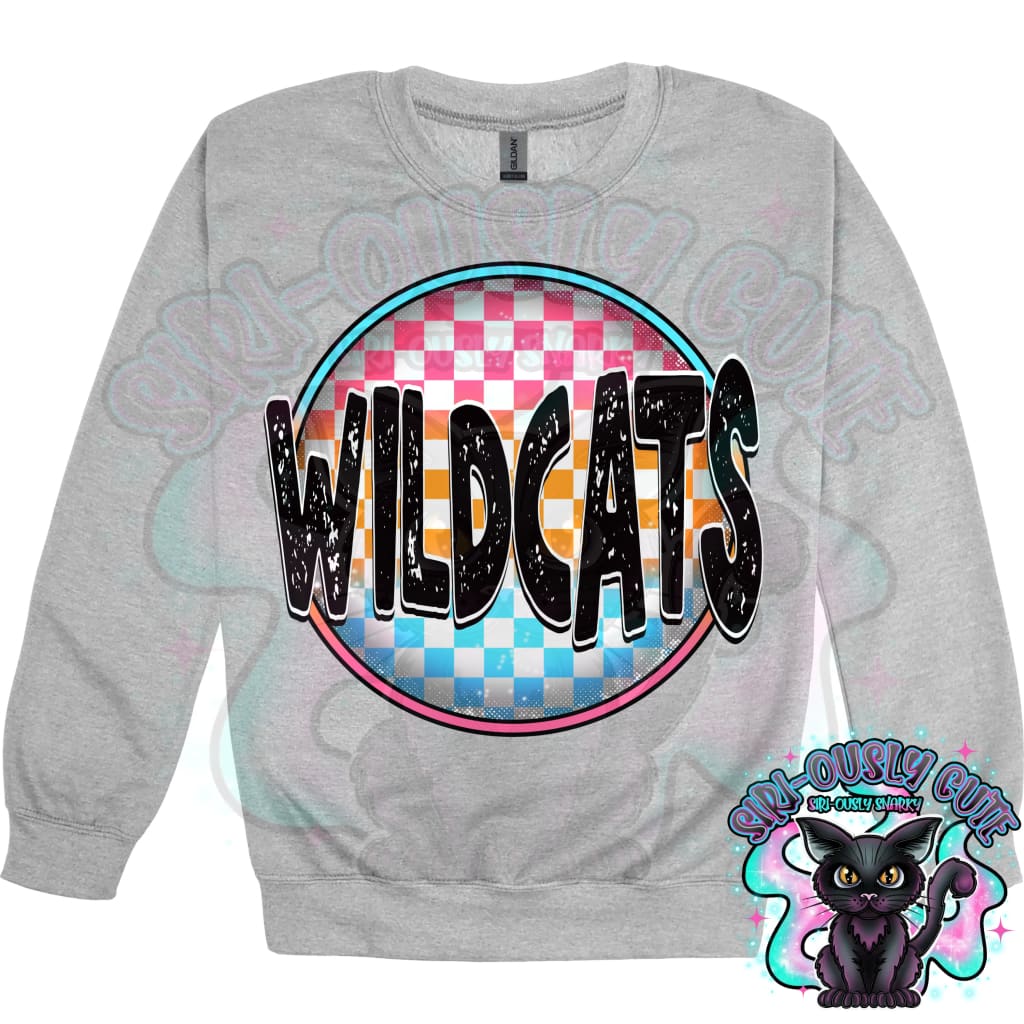 Neon Checker Circle Mascot Wildcats Mascot