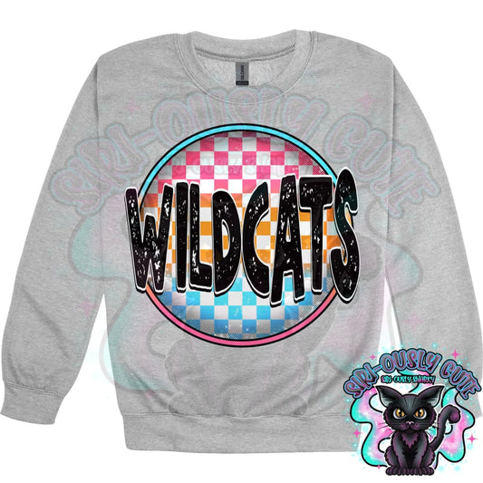 Neon Checker Circle Mascot Wildcats Mascot