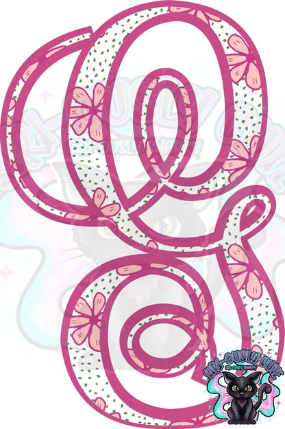 Pink Floral Dotted Vine Monogram Monogram