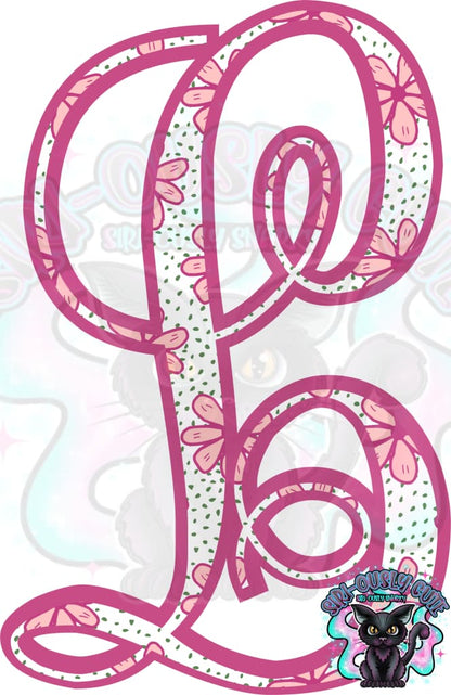 Pink Floral Dotted Vine Monogram Monogram