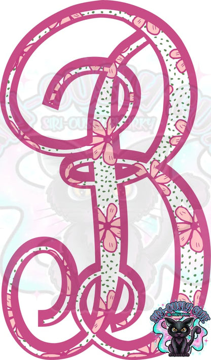 Pink Floral Dotted Vine Monogram Monogram