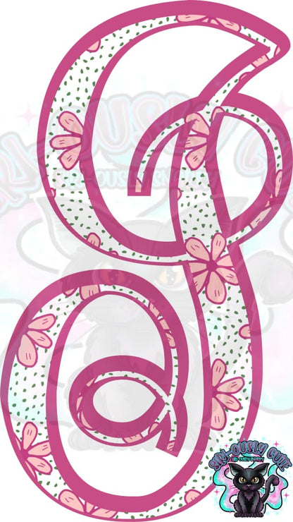 Pink Floral Dotted Vine Monogram Monogram