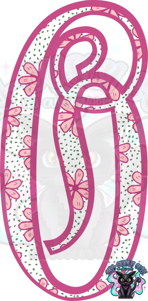 Pink Floral Dotted Vine Monogram Monogram