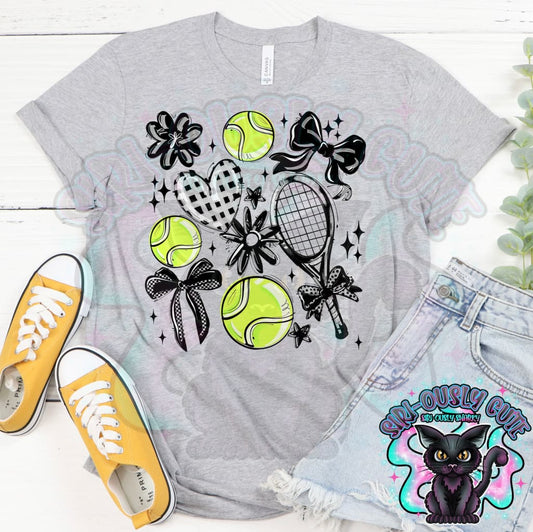 Play Ball Tennis Collage Black Mascot