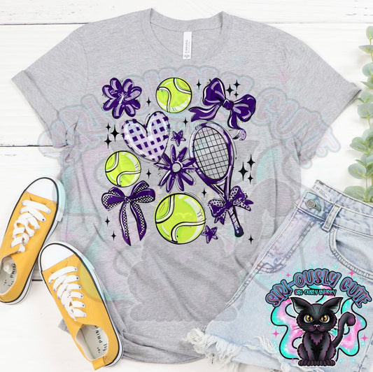 Play Ball Tennis Collage Purple Mascot