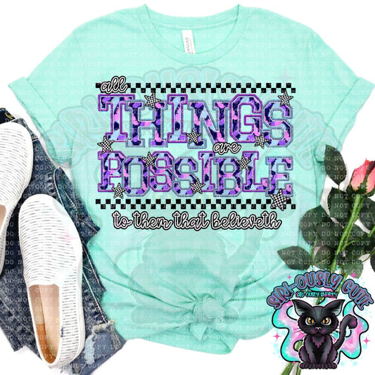 Purple Checker FAUXEMB All Things Are Possible Clothing
