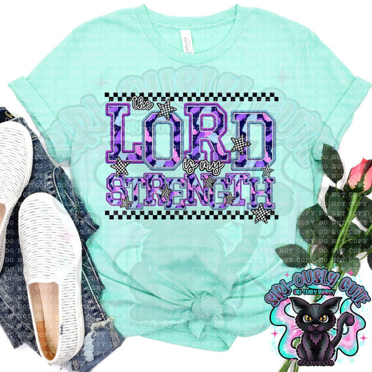 Purple Checker FAUXEMB The Lord Is My Strength Clothing