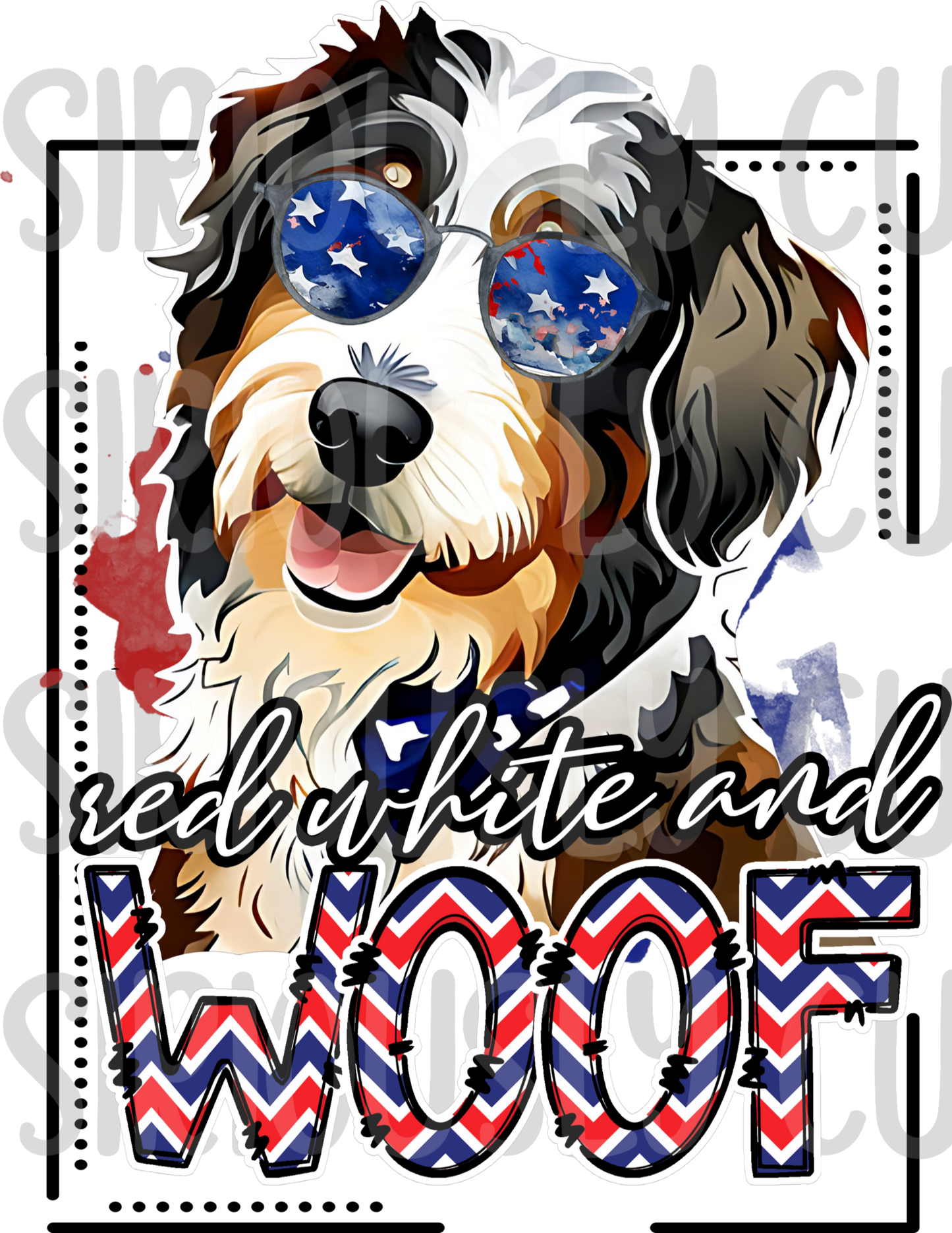 red white and woof bernedoodle