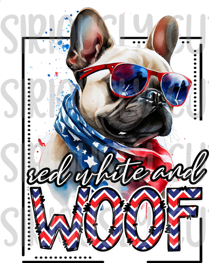 red white and woof frenchie