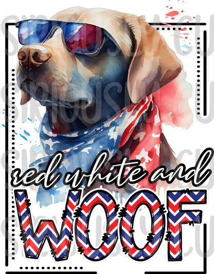 red white and woof lab