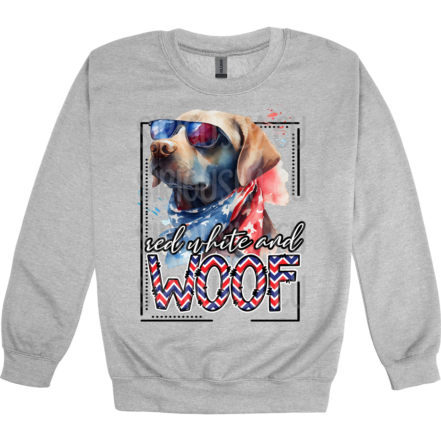 red white and woof lab