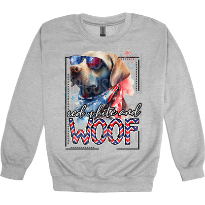 red white and woof lab