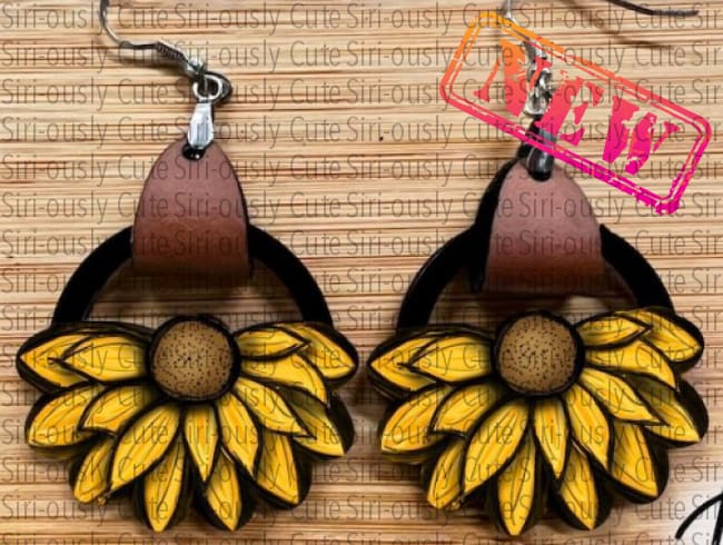 Round Flower With Leather - Sunflower Sublimation Transfer