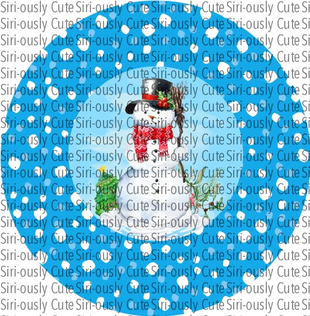 Snowman With Blue And White Border Sublimation Transfer