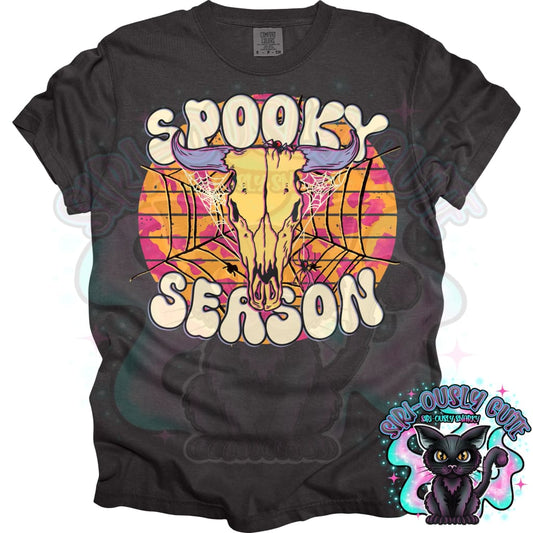 Spooky Season Groovy Steer Skull Clothing