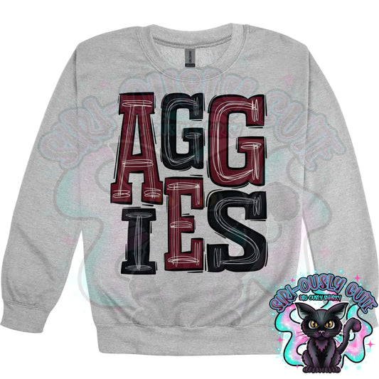 Sporty Aggies - Maroon Black Mascot