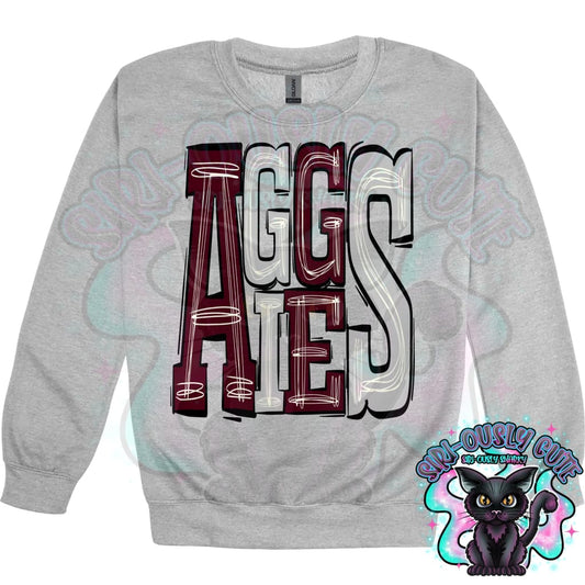 Sporty Aggies - Maroon Silver Mascot