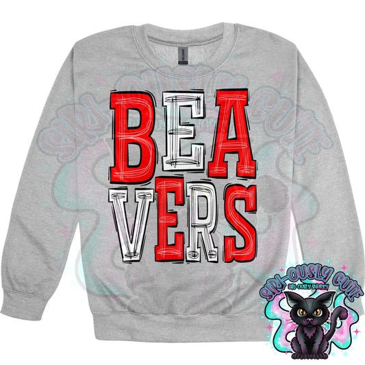 Sporty Beavers - Red White Mascot