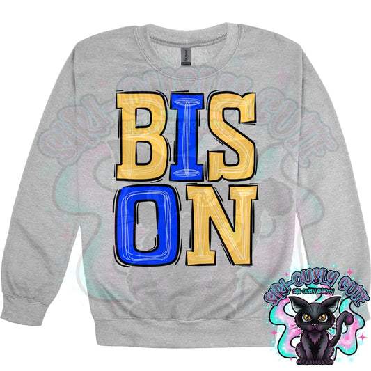 Sporty Bison - Yellow Royal Blue Mascot