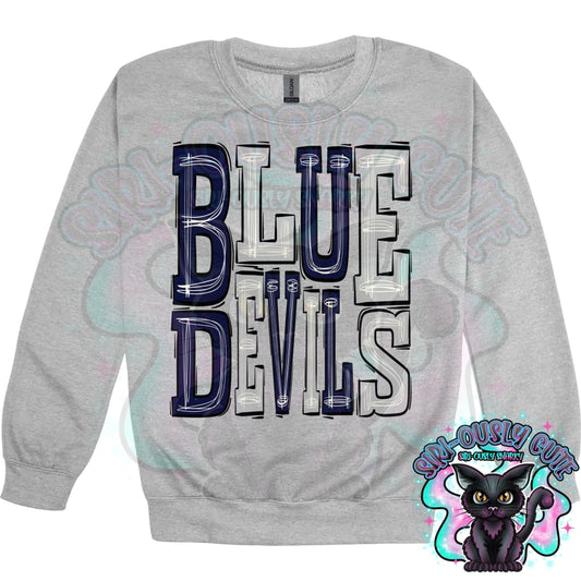 Sporty Blue Devils - Navy Silver Mascot
