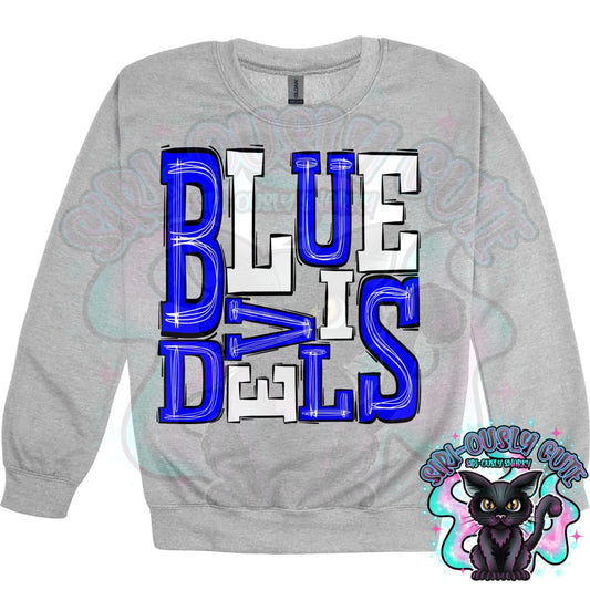 Sporty Blue Devils - Royal Blue White Mascot