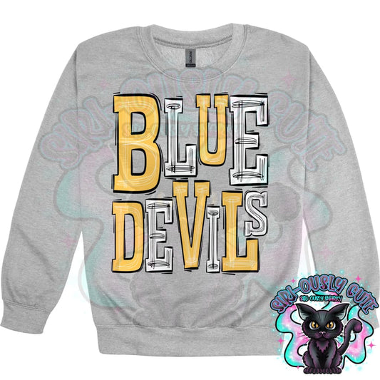 Sporty Blue Devils - Yellow White Mascot