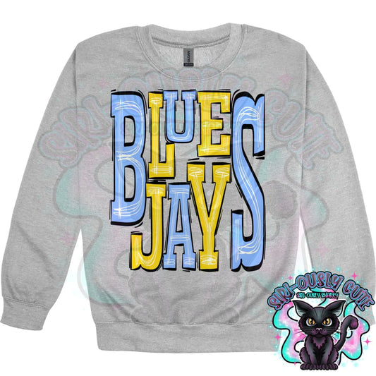 Sporty Blue Jays - Light Blue Gold Yellow Mascot