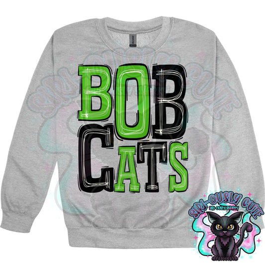 Sporty Bobcats - Kelly Green Black Mascot
