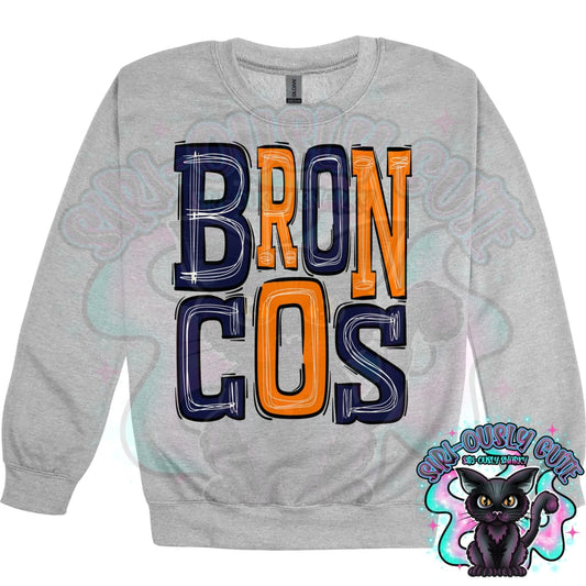 Sporty Broncos - Navy Blue Orange Mascot