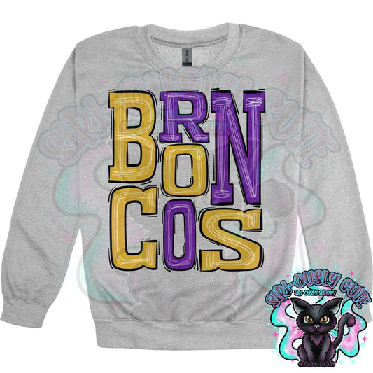 Sporty Broncos - Purple Gold Mascot