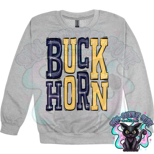 Sporty Buckhorn - Navy Yellow Mascot