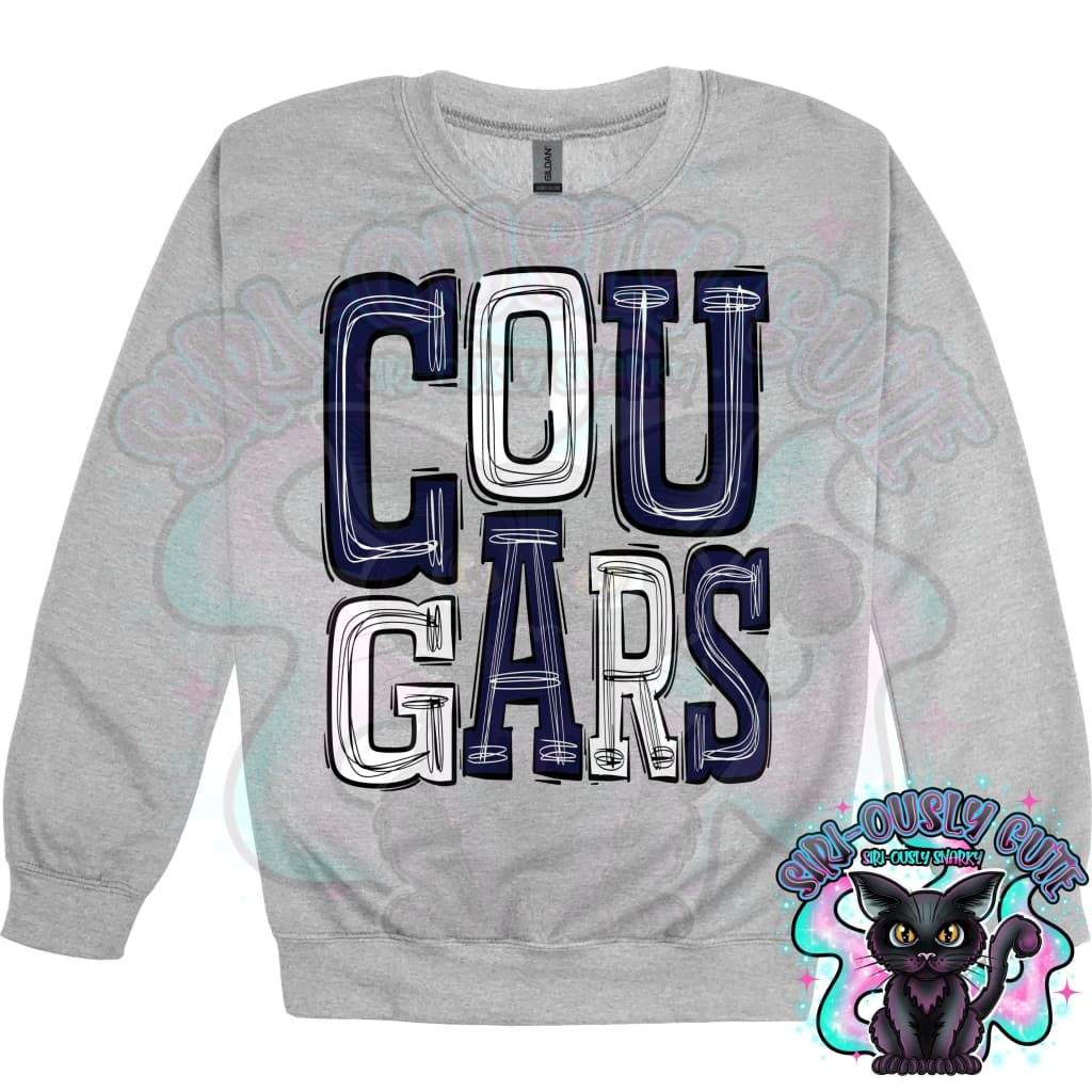 Sporty Cougars - Navy Silver White Mascot