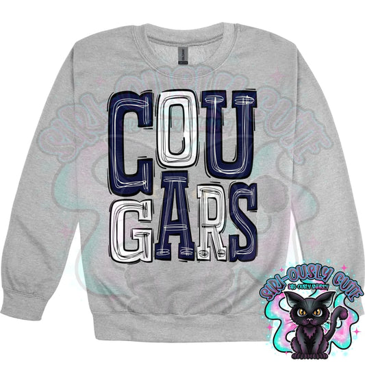 Sporty Cougars - Navy Silver White Mascot