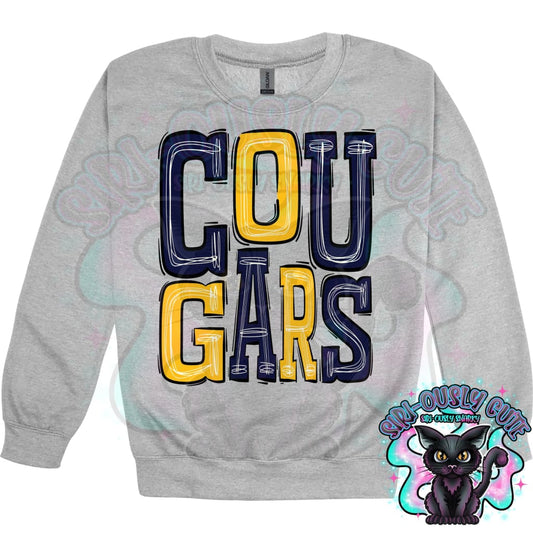 Sporty Cougars - Navy Yellow Gold Mascot