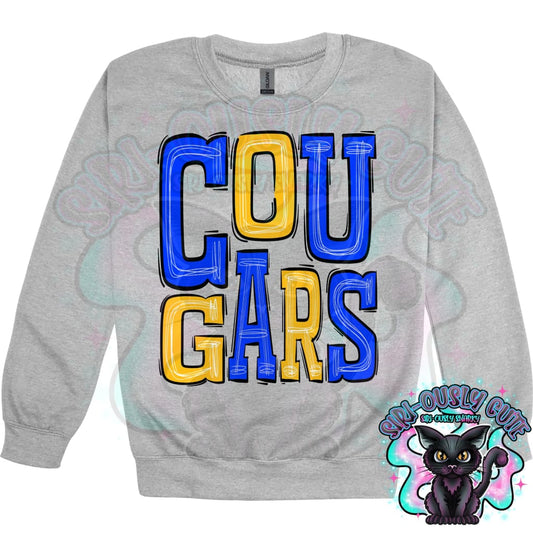 Sporty Cougars - Royal Blue Gold Mascot