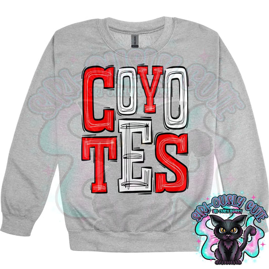 Sporty Coyotes - Red White Mascot