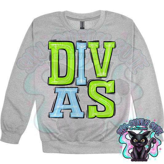Sporty Divas - Bright Green Bright Electric Blue Mascot