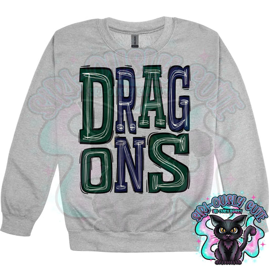 Sporty Dragons - Dark Green Navy Blue Mascot