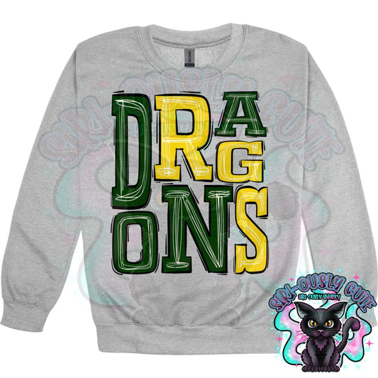 Sporty Dragons - Green Athletic Yellow Mascot