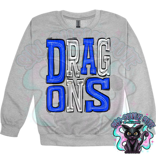 Sporty Dragons - Royal Blue White Mascot