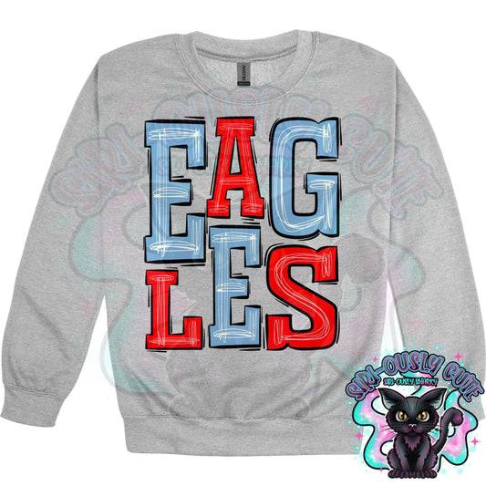 Sporty Eagles - Columbia Blue Red Mascot