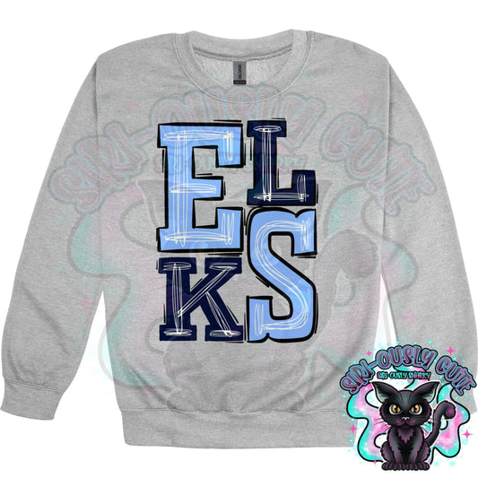 Sporty Elks - Navy Blue Carolina Blue Mascot