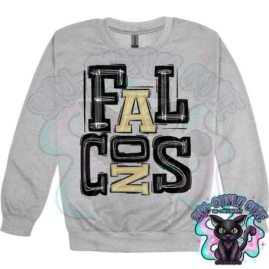 Sporty Falcons - Black Vegas Gold Mascot