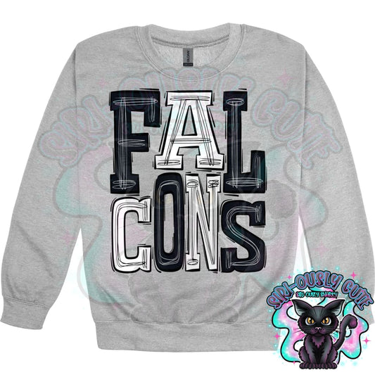 Sporty Falcons - Black White Mascot