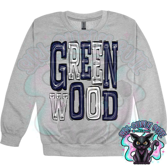 Sporty Greenwood - Navy Blue White Mascot